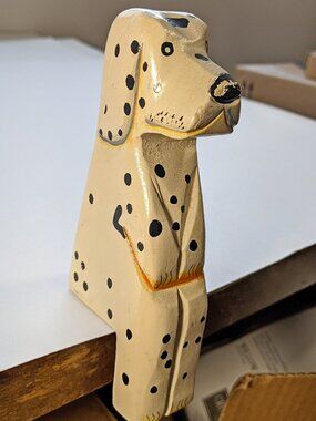 Cute Dalmatian Shelf Sitter Wood spotted dog Folk Art Handmade Figurine